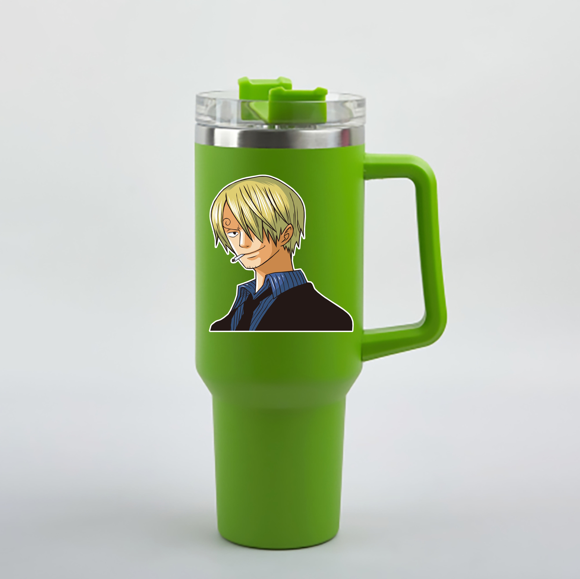 ワンピース サンジ ONE PIECE Sanji 1200mL車用タンブラー - クリスタルステッカー（プラスチックストロー付き）